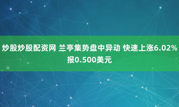 炒股炒股配资网 兰亭集势盘中异动 快速上涨6.02%报0.500美元